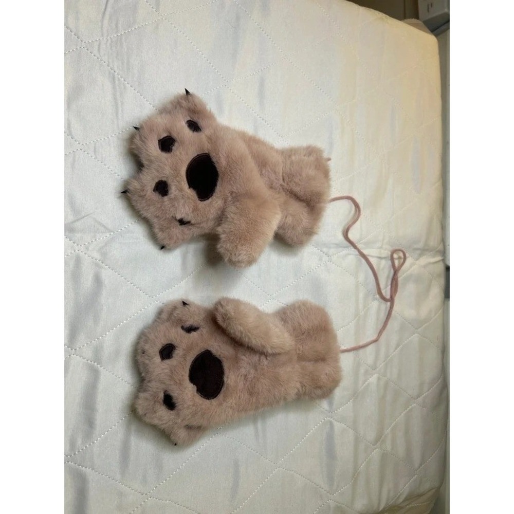 Brand New! Mittens* Faux Fur Cat Paw Gloves Pink